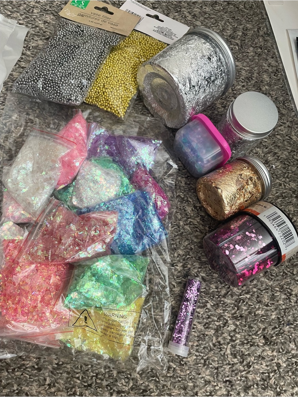 Assorted Iridescent Glitter Flakes & Craft Mix - Multicolor